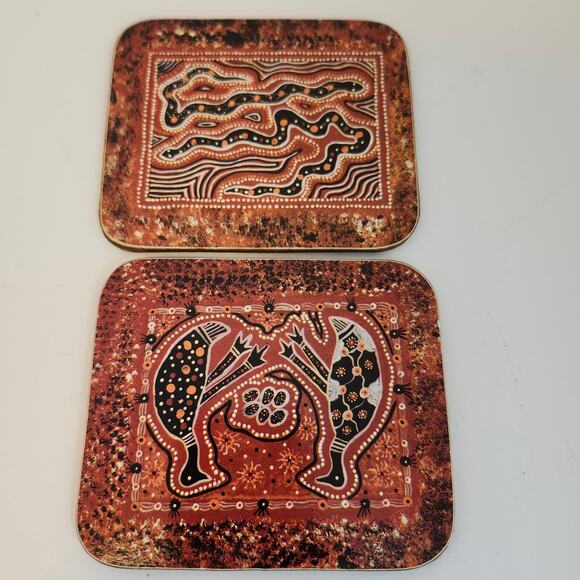 Chelsy Set Of 6 Cork Back Souvenir Tribal Animal Print Coasters Souvenir Box - Picture 5 of 13